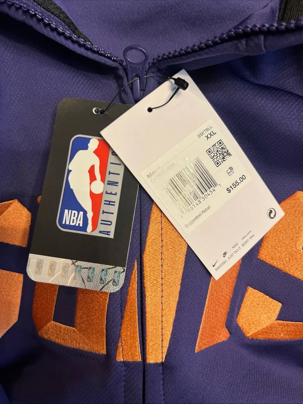 NWT Nike Phoenix Suns Authentic Showtime Performance Full-Zip Hoodie Size 2XL